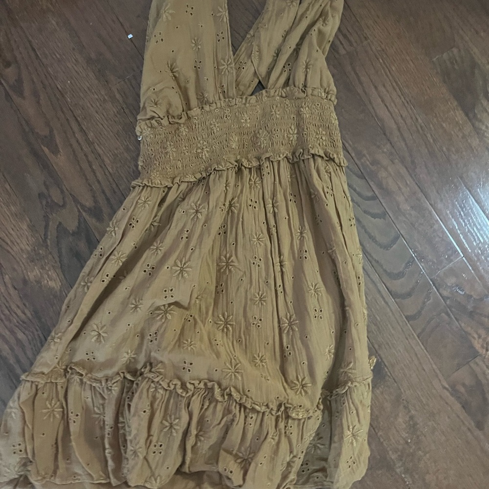 Aerie Tan Eyelet Dress